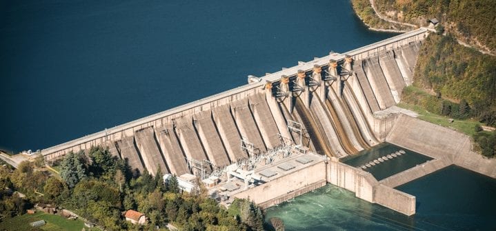 Aerial image of a dam